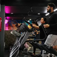 The cardio section of the gym is always buzzing. Here, members are warming up or doing their endurance training on the treadmills as part of their workout.