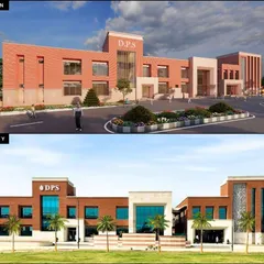 A comparison of the initial 3D design and the final built reality for a DPS school. This demonstrates our ability to accurately translate architectural concepts into tangible, high-quality buildings.