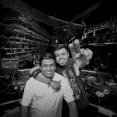 A black and white shot with my brother DJ Dylan. We often play back to back sets, and our energies complement each other perfectly.