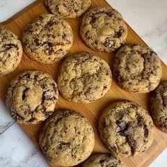 Fresh out of the oven and loaded with Belgian chocolate chips. A whole batch of my bestselling Chocolate Chip Cookies, ready to be enjoyed.