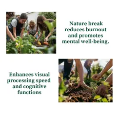 Taking a "nature break" during the workday is proven to reduce burnout and improve cognitive function. Even engaging with indoor plants can lift serotonin levels. We incorporate these principles of biophilia and therapeutic horticulture into our corporate wellness offerings.