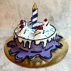 Our first-ever 2D Comic Cake! This fun and eye-catching design turns a delicious cake into a piece of cartoon art. We can apply this unique style to any of our cake flavors.