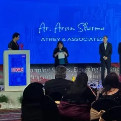 A proud moment, accepting the Best Residential Award for our project 'Vrinda in the Woods' at The IndeXcellence Awards 2023. This recognition is a testament to the hard work of my team and the trust of our clients.