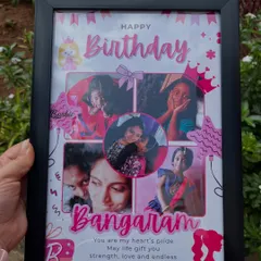 Another shot of the custom birthday frame, showing the Barbie-themed details and personalized message. It’s all about making the gift unique to the person receiving it.