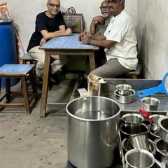 A morning cup of filter coffee in Tiruchirapalli's old city before a design workshop. The best way to understand a place is to immerse oneself in its daily rituals.