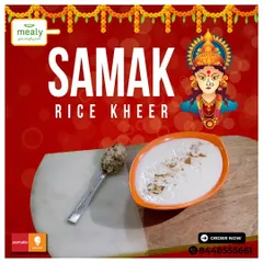 End your fasting meal on a sweet note with our creamy Samak Rice Kheer. This dessert is made from barnyard millet and milk, offering a light and delicious way to complete your meal.