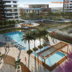 Godrej Zenith in Gurugram is a testament to successful community-centric design. The landscape features a central green spine with swimming pools, palm groves, and meandering pathways, creating a vibrant and luxurious oasis for residents.