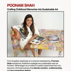 This feature in Womenpreneur India beautifully captures my mission of crafting childhood memories into sustainable art. It tells the story of how I transform forgotten playthings and nostalgia into functional, eco-conscious resin furniture.