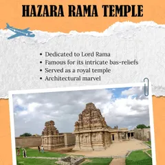 The Hazara Rama Temple served as the royal temple and is famous for its intricate bas-reliefs depicting the story of Ramayana. It's an architectural marvel.