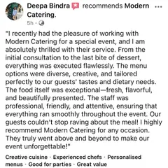 This detailed review truly captures the essence of our service. From initial consultation to the last bite, we ensure everything is executed flawlessly and tailored to our guests' tastes.