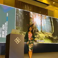 At the podium for the Rohde & Schwarz DEMC 2024 conference. I am experienced in managing technical presentations and ensuring the program runs on schedule.