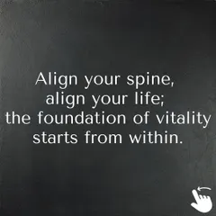 A core principle of my teaching: "Align your spine, align your life." The health of your spine is the foundation of your vitality. My yoga therapy sessions are designed to restore this alignment and relieve pain.