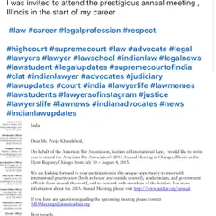 Early in my career, I was thrilled to receive an invitation to attend the American Bar Association's Annual Meeting in Chicago. This recognition from a distinguished international body was an important milestone in my legal journey.