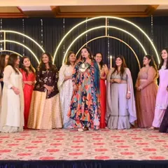 Bringing the bride's squad together for a fun on-stage segment. My interactive sessions are designed to celebrate the key relationships and create special moments for the couple and their closest friends.