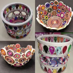 Intricate and colorful bowls and holders made using the paper quilling technique. Learn how to turn strips of paper into stunning 3D decorative objects.