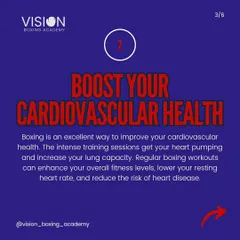 Boxing is an excellent way to improve your cardiovascular health. The intense sessions get your heart pumping, increase lung capacity, and reduce the risk of heart disease.