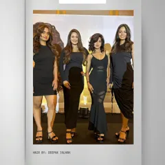 A lineup of models showing off a variety of layered cuts and styles, each one tailored to their individual look.