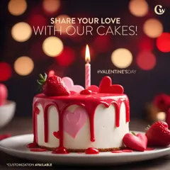 Share your love with a cake that says it all. This Valentine's Day special, with its dripping strawberry glaze and heart decorations, is designed to make your romantic celebration even sweeter.