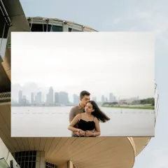 Using the unique architecture of Singapore as a frame for a quiet, romantic portrait. I love finding creative angles to make your destination engagement photos truly unique.