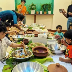 There is so much joy in mixing and making. Here, our little adventurers are busy creating their own nature potions at a sensory table. Using leaves, twigs, sand, and a lot of imagination, this parent-child activity is all about hands-on, collaborative fun.