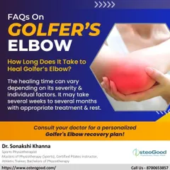 A common question I get is about the healing time for Golfer's Elbow. This infographic explains that recovery varies, but with the right treatment and rest, you can expect to heal over several weeks or months.