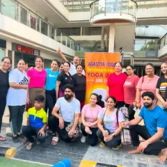 Another happy group photo from our International Yoga Day celebration. It's always a joy to practice together with so many smiling faces.