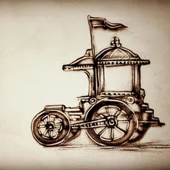 A detailed sand drawing of a vintage carriage. This piece shows my ability to create intricate mechanical details and historical objects using only sand.