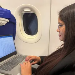 The work never stops. Using flight time to prepare for a case.