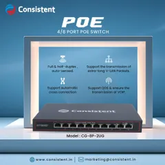 This 4/8 Port POE Switch is designed to streamline your network setup. It supports full and half-duplex auto-sensing and ensures the quality of service for VoIP transmission, making it a versatile hub for your connected devices.