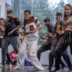 Here I am dancing alongside my students. I believe in leading by example and sharing the floor with everyone. It helps create a collaborative and energetic atmosphere where we all learn from each other.