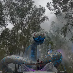 Playing on the massive snake stage at Echoes of Earth festival. Performing at large-scale music festivals is a huge passion, and I know how to command a big stage.