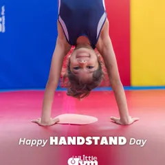 Turning the world upside down with a smile. This young gymnast masters a handstand, showcasing the strength, balance, and confidence that we build one skill at a time in our supportive, fun-filled classes.