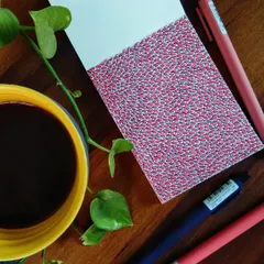 A relaxing session of doodling with a cup of coffee. These abstract patterns are a great way to unwind and can be developed into larger, more complex zentangle pieces.