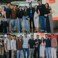 The celebration with the whole gang. This collage shows the friends and family who were there to witness the beautiful surprise, capturing the collective joy and support for the newly engaged couple.