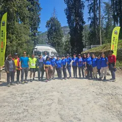 Our Hampta Pass trekking team meets our trail runners at Sethan. It's a beautiful moment where two different sports and two different groups share the same trail and love for the outdoors.