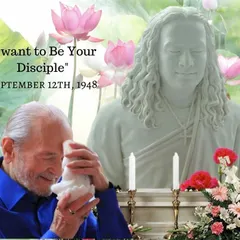 An image commemorating the day Swami Kriyananda became a disciple of Paramhansa Yogananda. We celebrate this anniversary with gratitude for Swamiji's life of service and his role in bringing these teachings to us.
