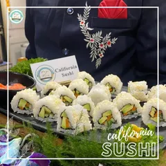 My vegetarian California Sushi is a party favorite. These inside-out rolls are filled with avocado, cucumber, and other fresh veggies, then coated in sesame seeds for a light and refreshing bite.