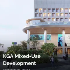 The KGA Mixed-Use Development in Changanassery, Kerala. This project integrates retail, a hotel, and banqueting facilities, creating a new urban landmark for the city.