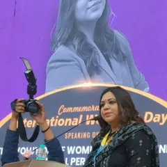 A close-up shot from my speech at the Constitutional Club of India. I spoke on the evolution of women's rights from a legal perspective, emphasizing the need for continued progress.