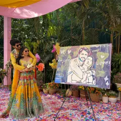 Making a wedding truly unforgettable. I help couples create interactive art stations where guests can add their own splash of color to a portrait of the happy couple. It becomes a beautiful, co-created memory from their special day.