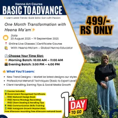 My one month Basic to Advance course is designed to make you a pro, even if you have no drawing experience. You will learn everything from making cones to client handling and social media growth.