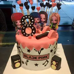 A cake for the ultimate Blink! This Black Pink themed cake celebrates the iconic K-Pop group with character toppers, a microphone, speakers, and a pink drip design, perfect for a fan's birthday.