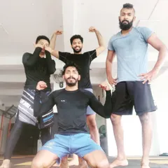 A little post-workout fun with the team. The bonds we build during training are strong. We push each other hard, but we also know how to celebrate our hard work together.