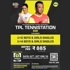Poster for the TPL TenniStation Open (Season 14), a Mumbai District Ranking Tournament for U-12 and U-14 players. We provide clear registration details and deadlines for all our events.