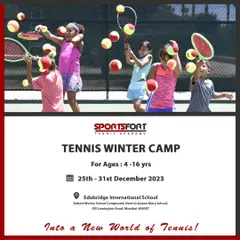 Announcing our Tennis Winter Camp. This is a week-long extravaganza of fun and skill-building for ages 4-16 at Edubridge International School.