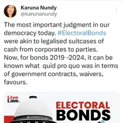 The Supreme Court's decision to strike down the Electoral Bonds scheme was a monumental victory for transparency in our democracy. I argued that these bonds were akin to legalized corruption, and this judgment helps stem the tide of oligarchic control over our political process.