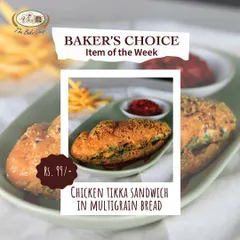 Our Baker's Choice of the week: a delicious Chicken Tikka Sandwich served in our healthy multigrain bread. A perfect fusion snack.