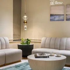 This waiting area from the Meghana Foods office, with its sculptural furniture and soft color palette, was also highlighted in our recent press feature.