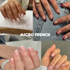 The micro French is a modern, minimalist take on a classic. This collage shows how a super-thin line of white, black, or even a deep red can create a chic and sophisticated look on any nail shape.