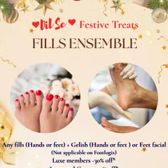 A "Dil Se" festive offer for our Fills Ensemble. This package is perfect for maintaining your nail extensions and includes a Gelish application or a foot facial.